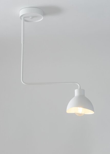 Plafonnier blanc métal E27 H:60 cm remarquable