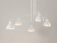 Plafonnier métal E27 blanc 5 flammes stylé