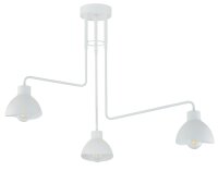 Grand plafonnier blanc métal 3 flammes E27 L:93 cm