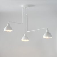 Grand plafonnier blanc métal 3 flammes E27 L:93 cm