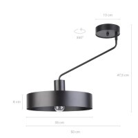 Plafonnier noir métal Abat-jour Ø8 cm E27...