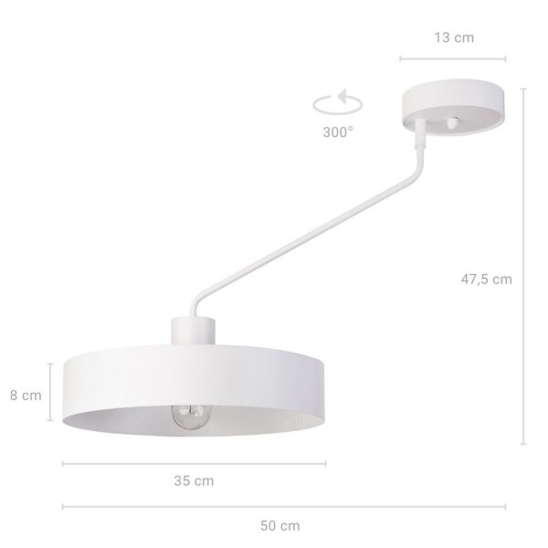 Plafonnier rétro Blanc Métal E27 Ø35 cm frappant