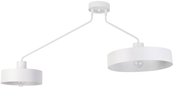 Plafonnier blanc métal 2 flammes E27 L:104 cm