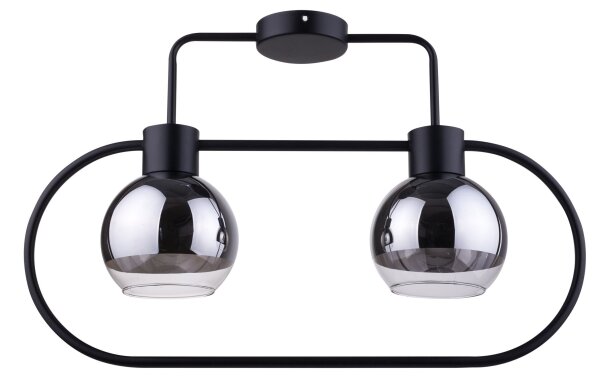 Plafonnier noir argenté métal verre E27 stylé