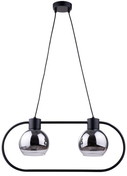 Suspension noire métal verre argenté jusquà 0,9 m