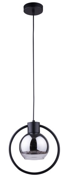 Lampe à suspendre Métal Noir Verre Argent Boule L:25 cm E27
