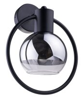 Petite applique M&eacute;tal Noir Argent Verre L:25 cm