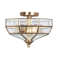 Plafonnier HESU laiton antique &Oslash;32cm 2xE27 Lampe