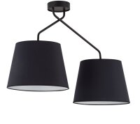 Plafonnier 2 flammes noir blanc m&eacute;tal E27