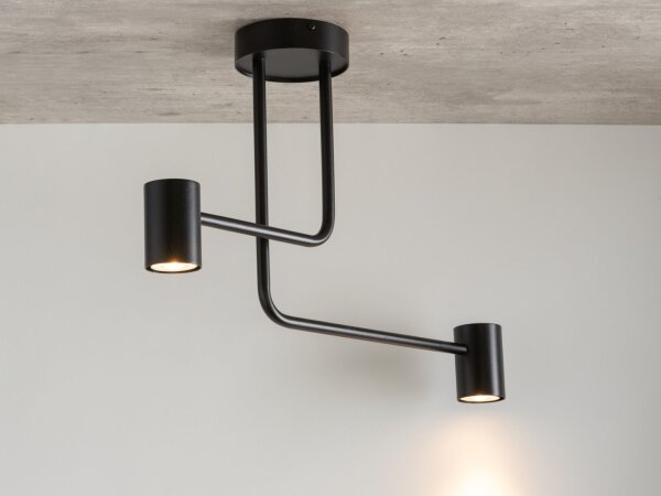 Plafonnier noir métal GU10 L:60 cm accentué