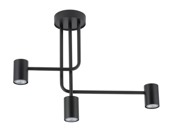 Plafonnier noir GU10 Cylindre L:60 cm Métal