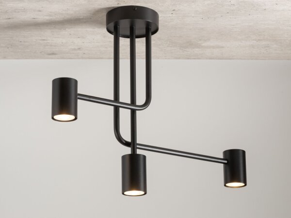 Plafonnier noir GU10 Cylindre L:60 cm Métal