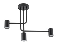 Plafonnier noir GU10 Cylindre L:60 cm Métal