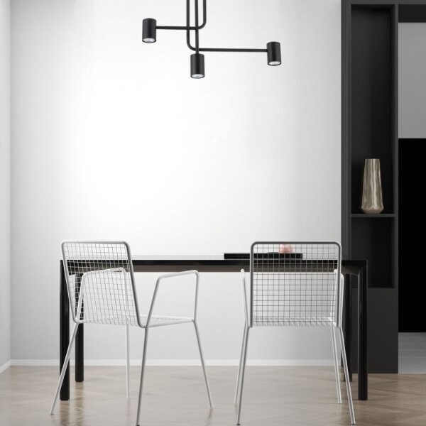 Plafonnier noir métal GU10 éclairage accentué