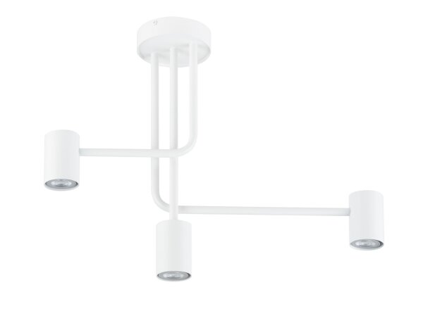 Plafonnier blanc métal GU10 3 flammes accentuées
