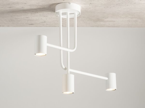 Plafonnier blanc métal GU10 3 flammes accentuées