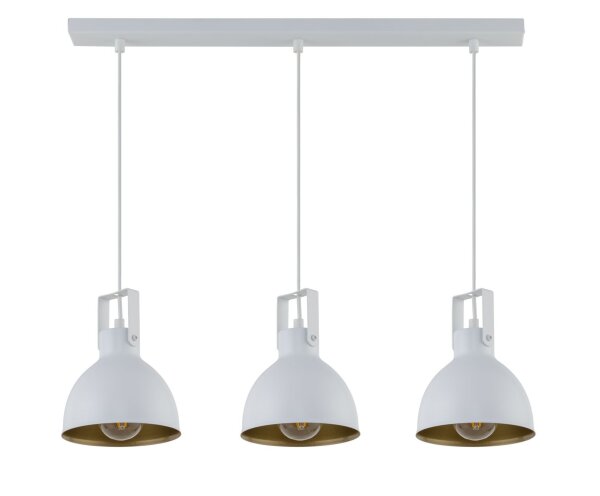 Lampe à suspendre 3 flammes blanc or L:60 cm Industrial