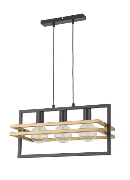 Lampe à suspendre décorative métal noir or G9 52 cm de long