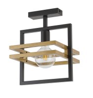 Plafonnier noir or métal E27 L:26 cm carré