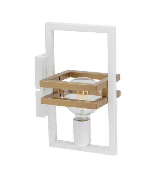 Applique blanche or métal petit H:31 cm carré E27