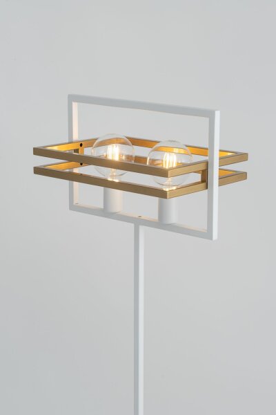 Grand lampadaire Blanc Or Moderne 162 cm 2 flammes