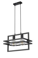 Suspension moderne noir métal E27 2 flammes