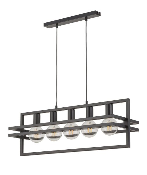 Elégante lampe à suspendre noire métal E27 grande jusquà 0,8m