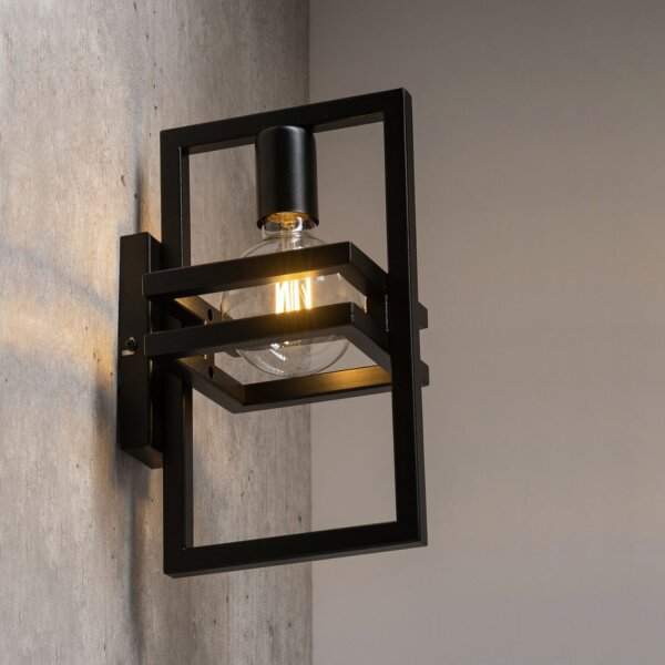 Petite lampe murale métal noir décoratif E27 H:31 cm