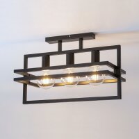 Plafonnier m&eacute;tallique noir 3 flammes E27 52 cm de...