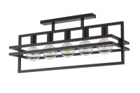 Plafonnier multi-flamme noir m&eacute;tal E27 styl&eacute;