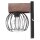 Applique noire m&eacute;tal bois E27 H:25 cm confortable