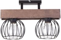 Plafonnier noir m&eacute;tal bois E27 41 cm de long