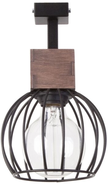 Plafonnier Grille Noir Bois Métal E27 L:16 cm