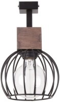 Plafonnier Grille Noir Bois M&eacute;tal E27 L:16 cm