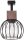 Plafonnier Grille Noir Bois M&eacute;tal E27 L:16 cm