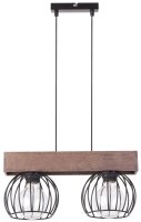 M&eacute;tal Suspension Noir Bois Grille E27 confortable