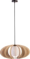 Lampe à suspendre ronde bois chêne tissu...