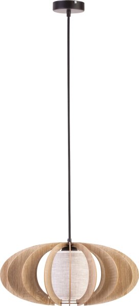 Lampe à suspendre chêne bois tissu Ø44 cm jusquà 0,9 m confortable