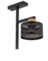 Plafonnier métallique noir or E27 L:28 cm...