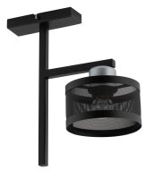 Plafonnier Noir Argent M&eacute;tal L:28 cm d&eacute;coratif
