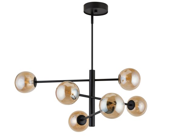 Suspension métal verre ambre jusquà 0,7 m de style