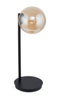 Lampe de chevet noir métal verre ambre 44 cm G9