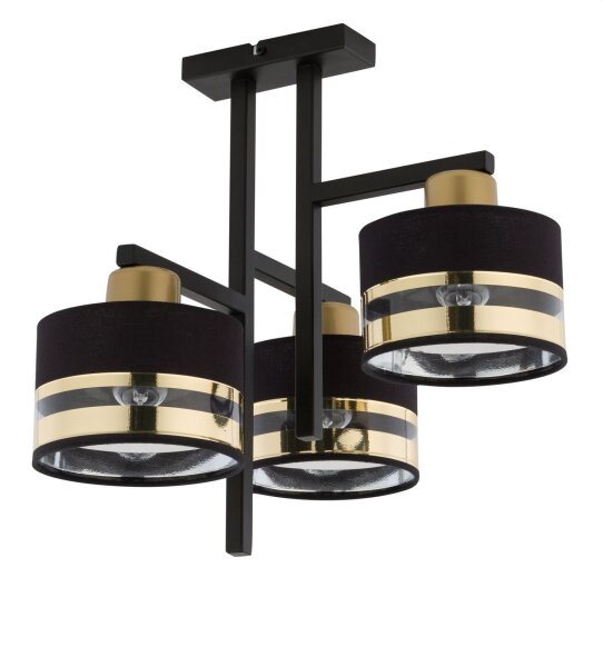 Plafonnier noir métal E27 3 flammes cosy