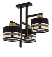 Plafonnier noir m&eacute;tal E27 3 flammes cosy