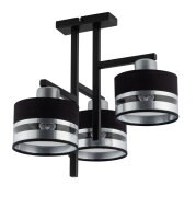 Plafonnier 3 flammes noir argent L:42 cm...