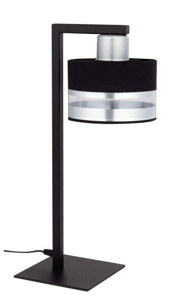 Lampe de chevet noir argenté métal 45 cm E27 petite