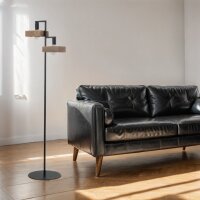 Lampadaire moderne noir métal bois lecture 160 cm...