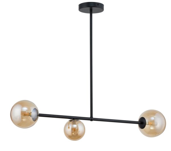 Plafonnier boules métal verre ambre G9 3 flammes