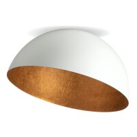 Plafonnier rond cuivre blanc métal...