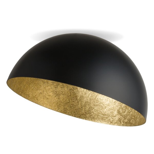 Plafonnier en métal noir or Loft E27 Ø35 cm rond